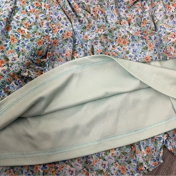 GiGio by Umgee Sea Foam Green Boho Chiffon Ditsy Floral Ruffle Dress - Picture 11 of 16